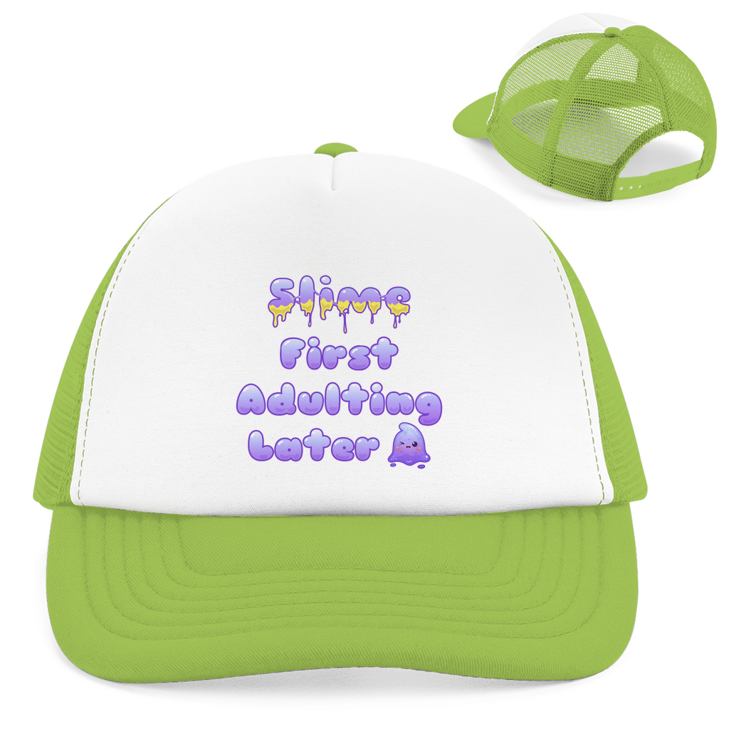 Retro Trucker Cap "Slime First, Adulting Later"