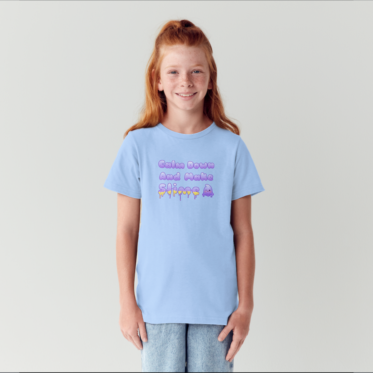 Kinder Basic T-Shirt "Calm Down And Make Slime"