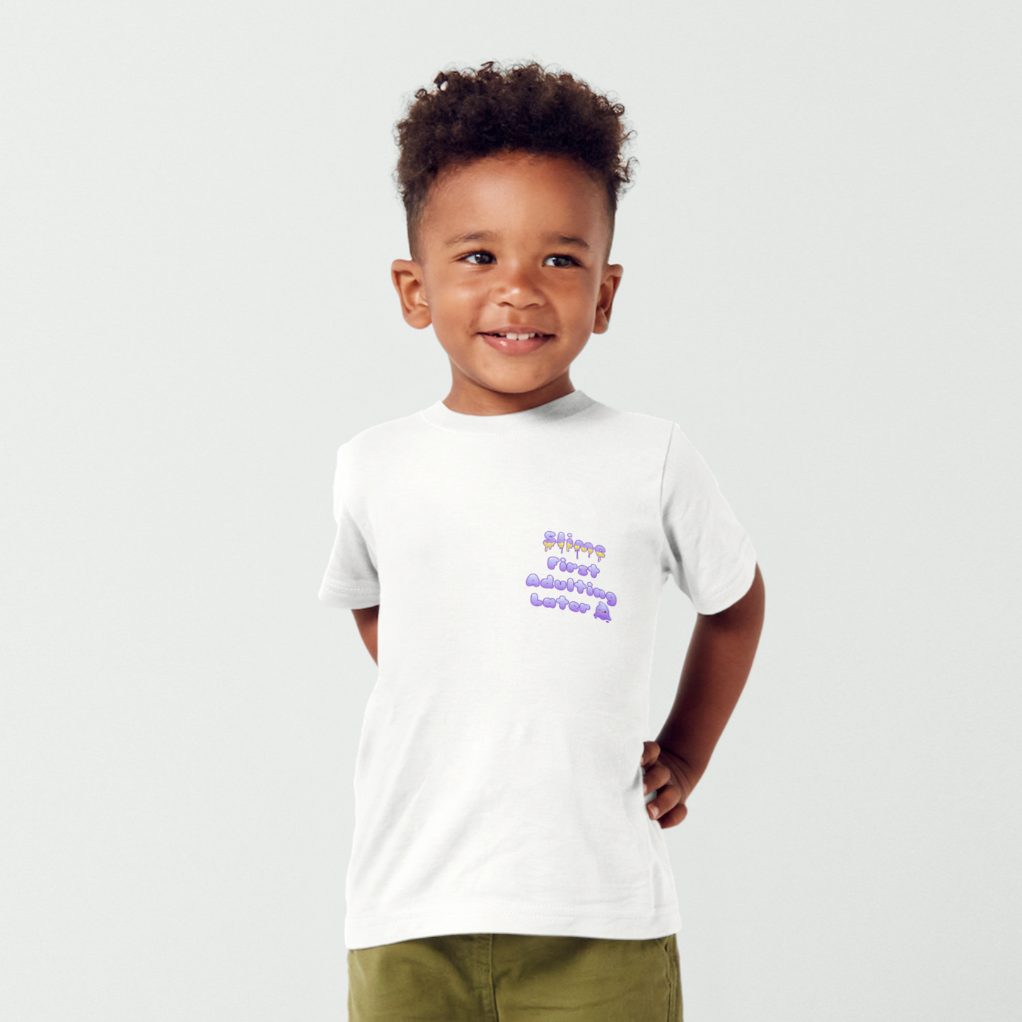 Kinder Basic T-Shirt "Slime First, Adulting Later"