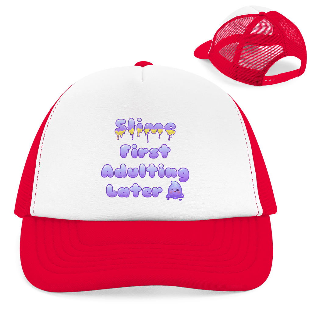 Retro Trucker Cap "Slime First, Adulting Later"