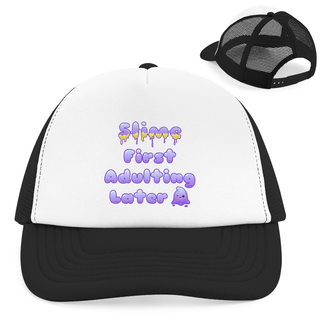 Retro Trucker Cap "Slime First, Adulting Later"