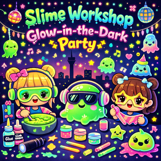 SLIME WORKSHOP: GLOW IN THE DARK SLIME PARTY 🥳 | Sonntag 31.05.26 von 13:00 bis 14:45 Uhr