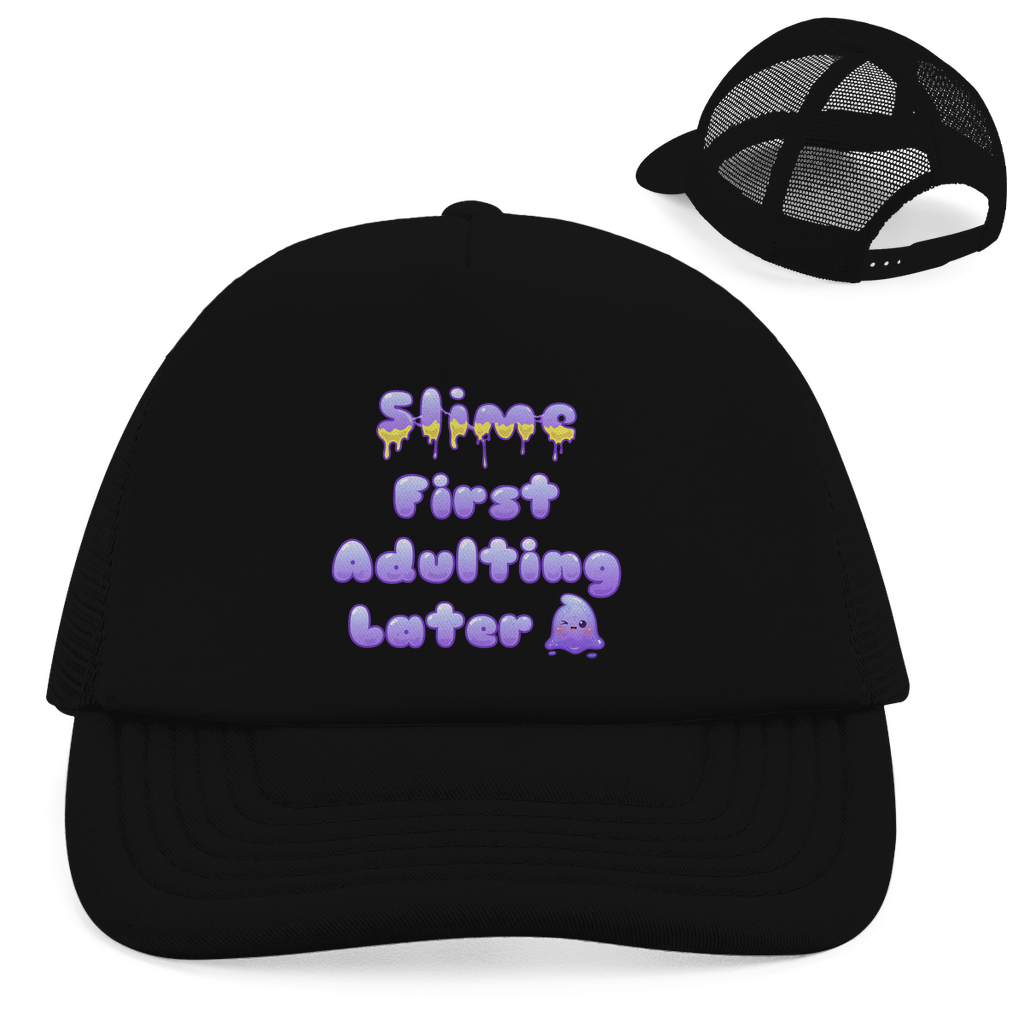 Retro Trucker Cap "Slime First, Adulting Later"